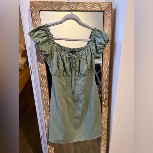 Lulus Wisteria Sage off the shoulder mini dress - Picture 8 of 8